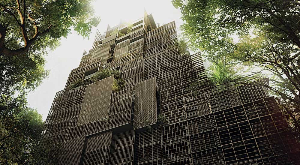 espigão verde A Torre Mata Atlântica, projetada por Jean Nouvel, será inaugurada na segunda fase, com mais 114 quartos do hotel e 100 suítes residenciais