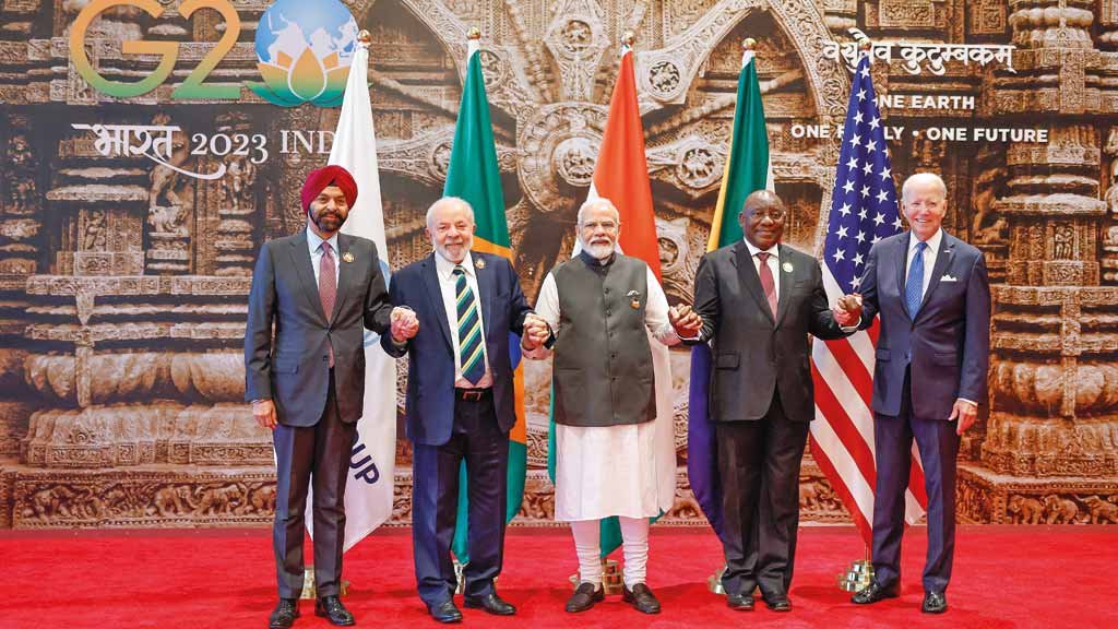 Lula durante a abertura da Cúpula do G20 – Sessão I: “Uma Terra”, no Bharat Mandapam, em Nova Delhi na Índia. (Crédito: Ricardo Stuckert / PR)