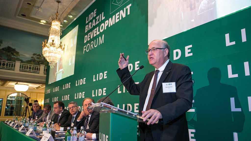 Ilan Goldfajn, presidente do BID, comemora o foco e o tamanho da comitiva brasileira em terras do Tio Sam. Nunca antes um bloco tão grande, e tão diverso, esteve em um encontro para promover negócios (Crédito: Vanessa Carvalho)